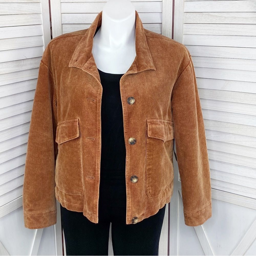 Bagatelle Coat Womens Large Brown Corduroy Chunky Spice Rust Chore Button‎ Front